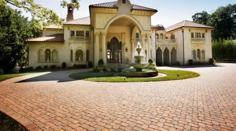 elegant house with brick driveway